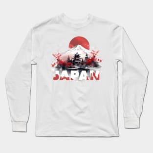 Mount Fuji Elegance / Japan Ink Art Long Sleeve T-Shirt